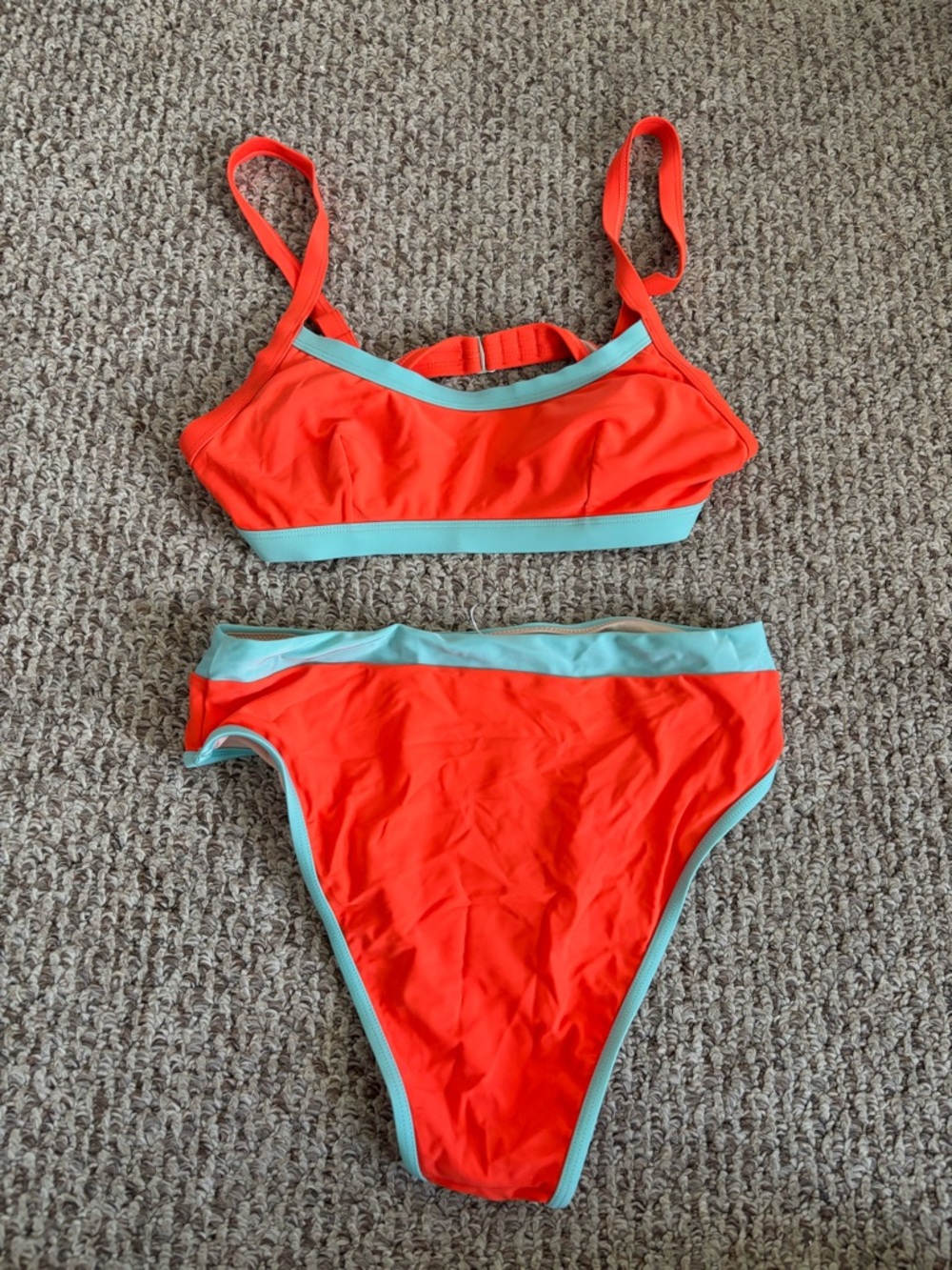Cupshe Coral and Aqua Two-Piece Bikini Set